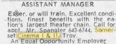 Somerset Cinema I & II (Somerset Inn Cinema I-II-III) - Help Wanted By Mr Spangler July 14 1973